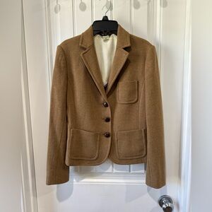 Vintage J. Crew Wool Leather Button Schoolboy Blazer Sz 2